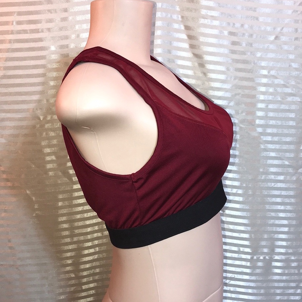 Red Mesh See Through Full Coverage Sports Bra Vcut - Picture 4 of 12